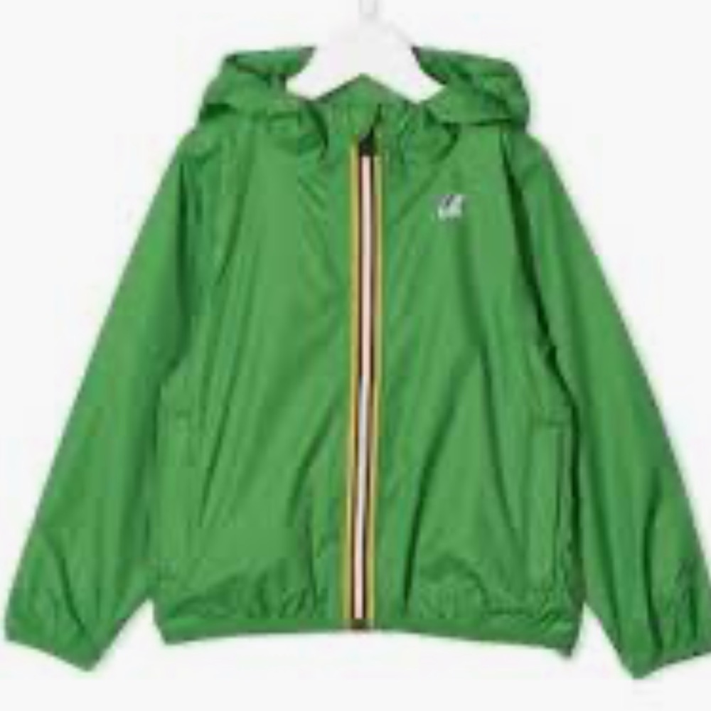 K-Way Kids Green Hooded Rain Jacket